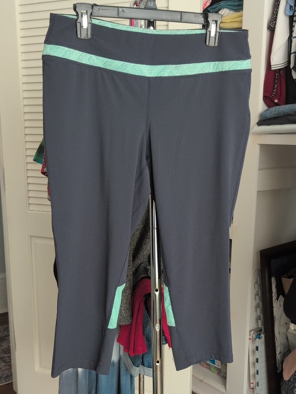 Tangerine Black Leggings with Mint Green Mesh Trim